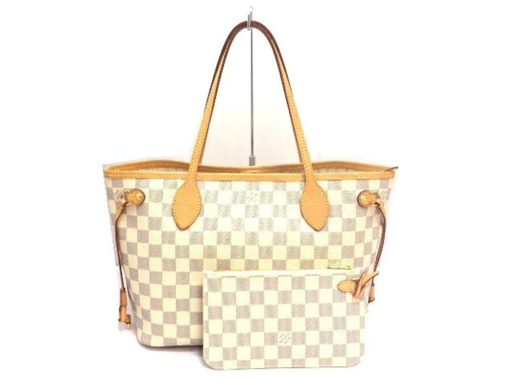 LOUIS VUITTON Neverfull Tote Bag Azur White